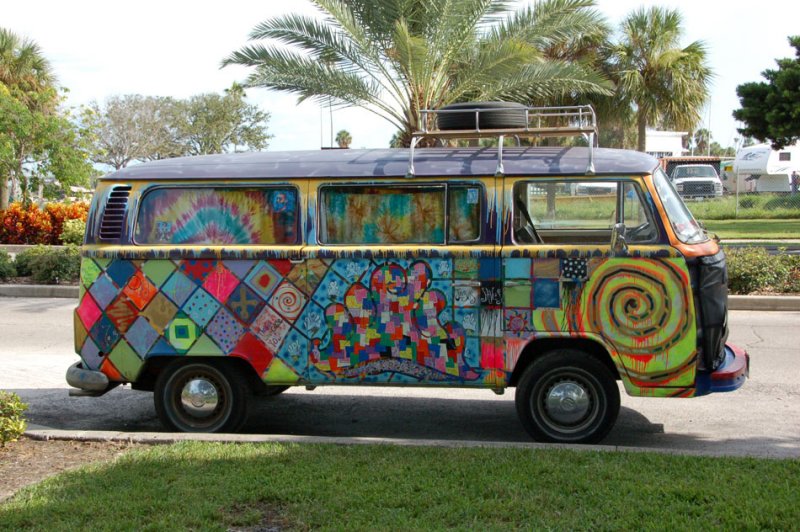 green hippy van